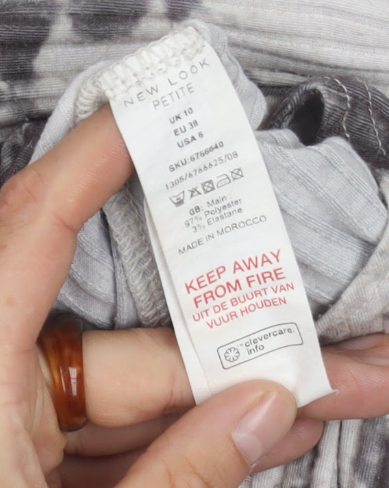 New Look Grey Tie-Dye Cropped Top Size 10 Petite