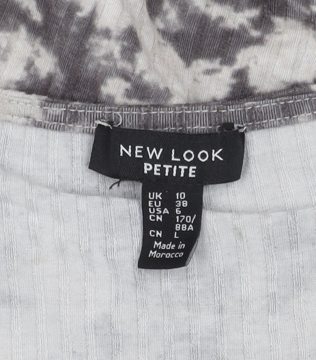 New Look Grey Tie-Dye Cropped Top Size 10 Petite
