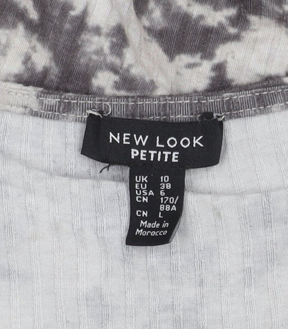 New Look Grey Tie-Dye Cropped Top Size 10 Petite