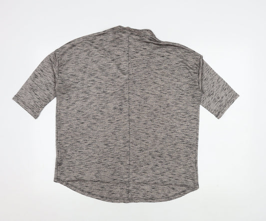 New Look Women's Grey V-Neck 3/4 Sleeve Knit Top