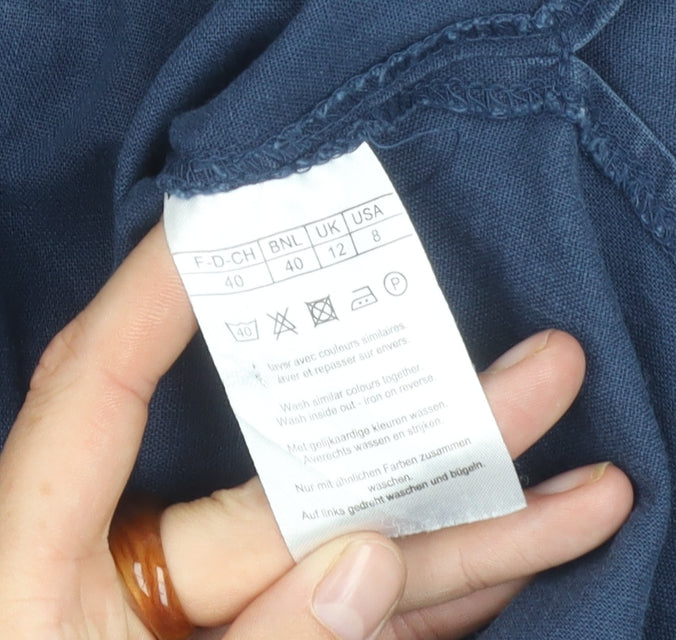 Damart Women's Blue Button-Up Shirt, Size 12