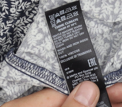 Womens UK Size 14 Marks and Spencer Blue Basic Blouse