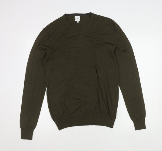 Linea Men's Green V-Neck Wool Pullover Jumper M