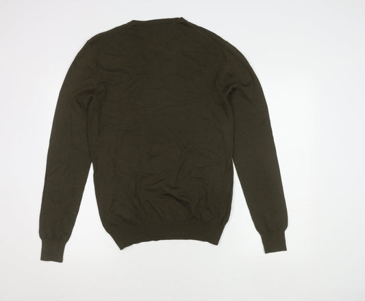 Linea Men's Green V-Neck Wool Pullover Jumper M