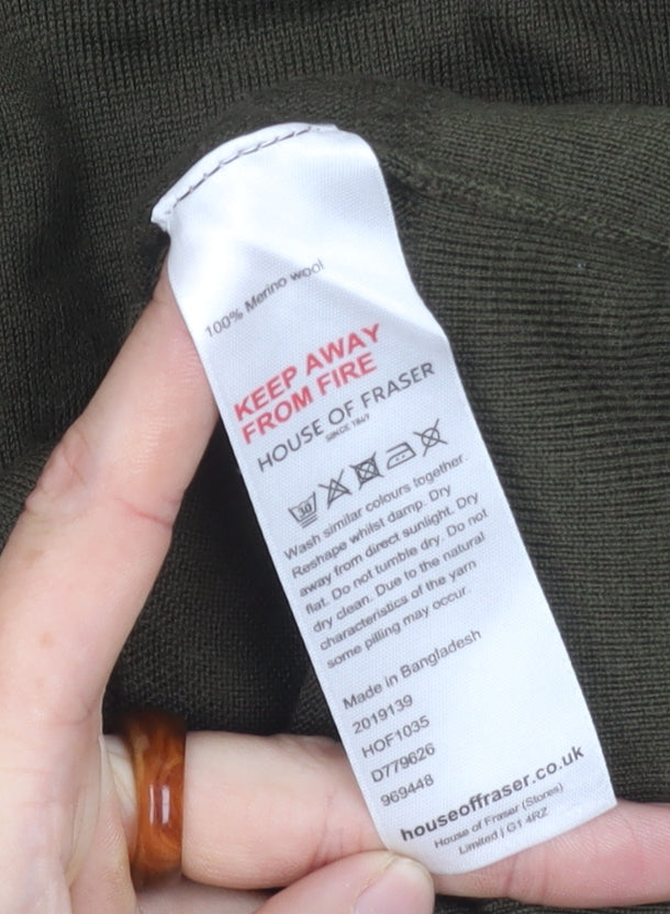 Linea Men's Green V-Neck Wool Pullover Jumper M