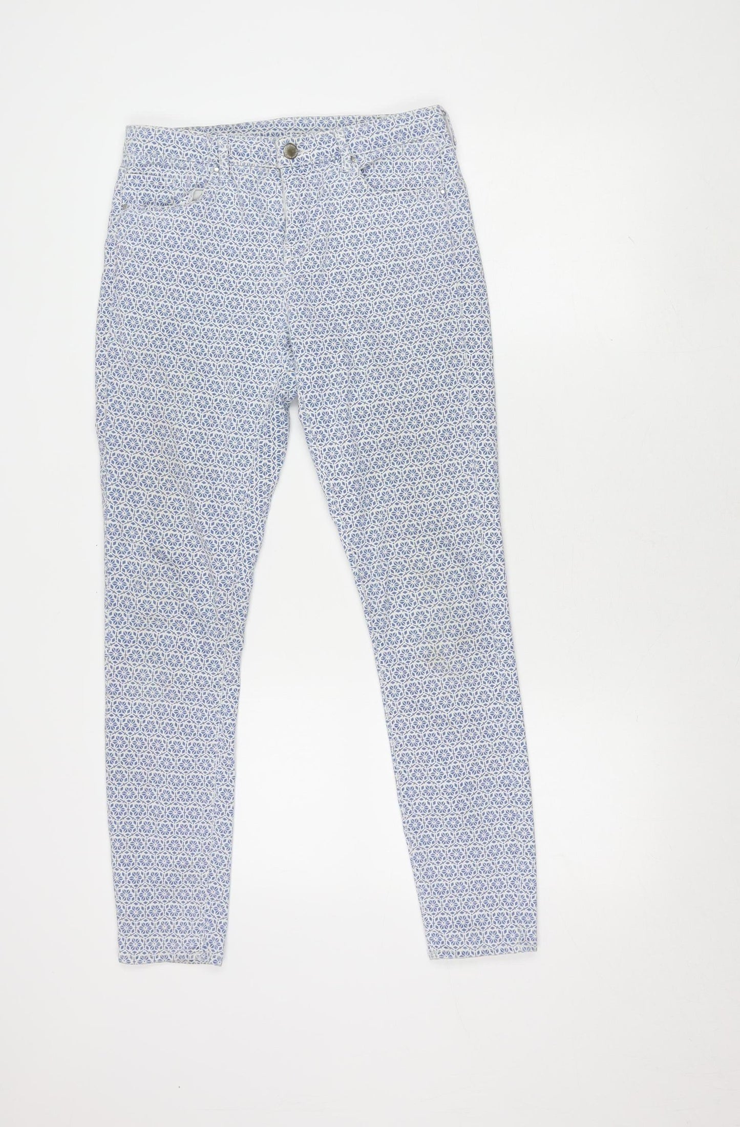 Topshop Women's Blue Geometric Jegging Trousers Size 8