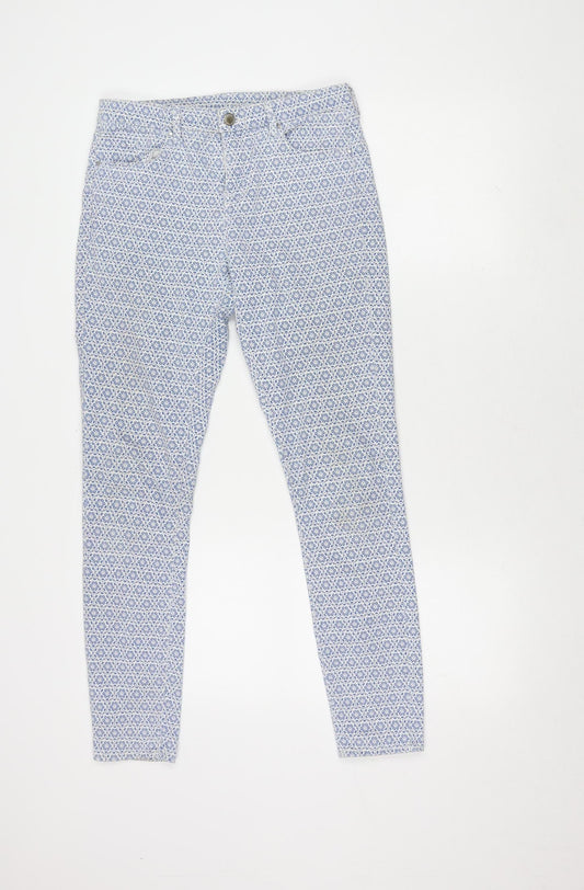 Topshop Women's Blue Geometric Jegging Trousers Size 8