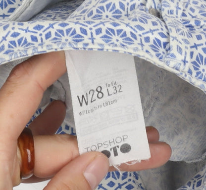 Topshop Women's Blue Geometric Jegging Trousers Size 8