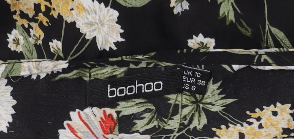 Boohoo Women's Floral Cropped Blouse, Size 10, Multicoloured