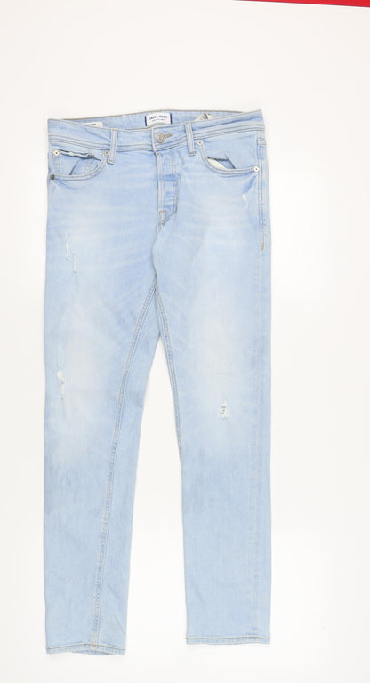 Jack & Jones Men's Light Blue Straight Jeans 32W 32L