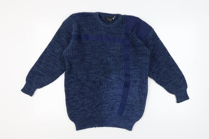 Champion Men's L Blue Chunky-Knit Pullover Jumper