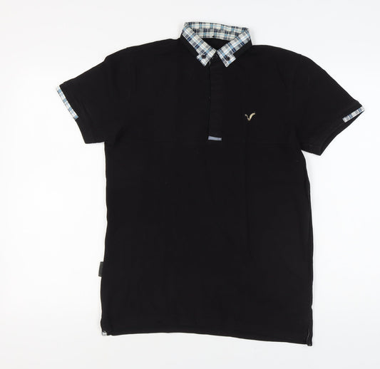 Voi Jeans Men's Black Polo Shirt Small Collared Style