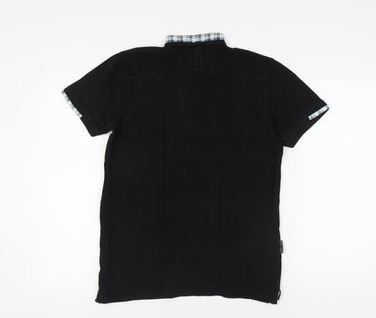 Voi Jeans Men's Black Polo Shirt Small Collared Style