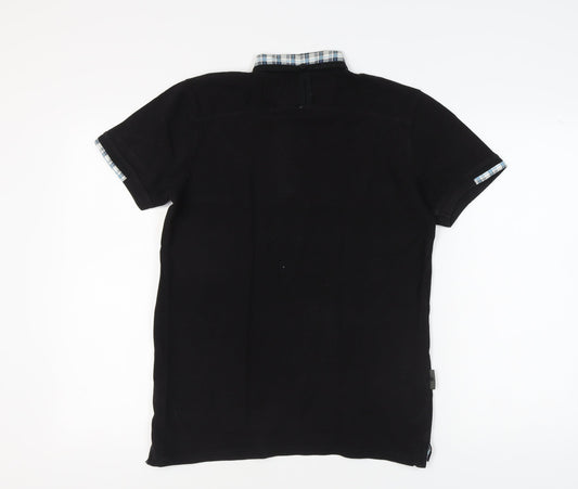 Voi Jeans Men's Black Polo Shirt Small Collared Style
