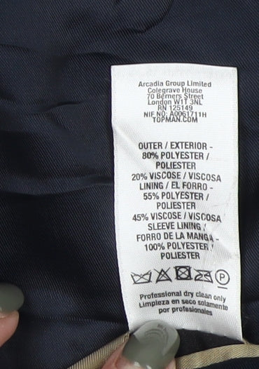 Mens UK Size 36 Topman Regular Blue Suit Jacket