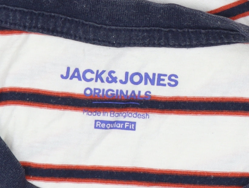 Jack & Jones Men's Striped T-Shirt, Medium, Multicoloured