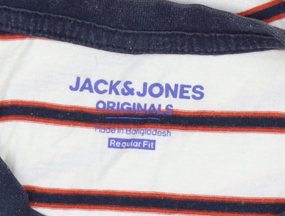 Jack & Jones Men's Striped T-Shirt, Medium, Multicoloured