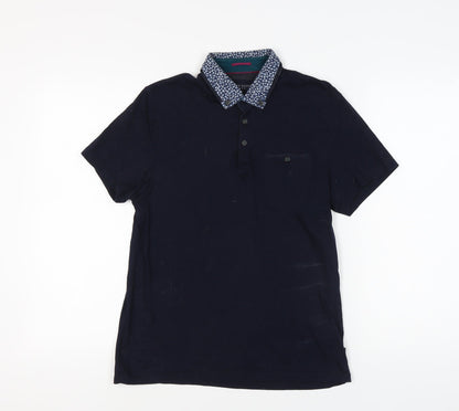 Ted Baker Men's Blue Polo Shirt, Size 3, Solid Cotton