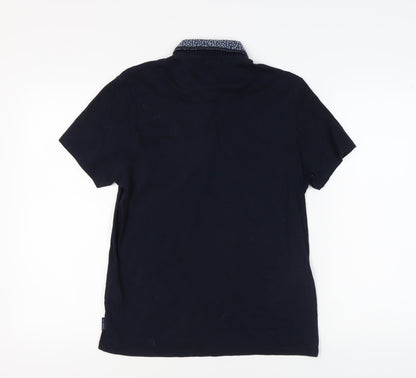 Ted Baker Men's Blue Polo Shirt, Size 3, Solid Cotton
