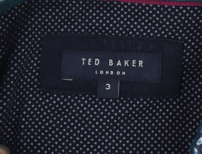 Ted Baker Men's Blue Polo Shirt, Size 3, Solid Cotton