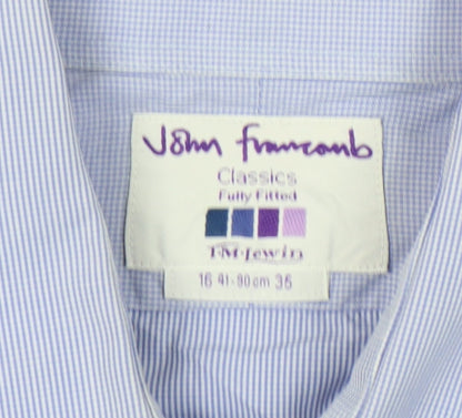 Mens UK Collar Size 16 John Francomb Smart Blue  Dress Shirt