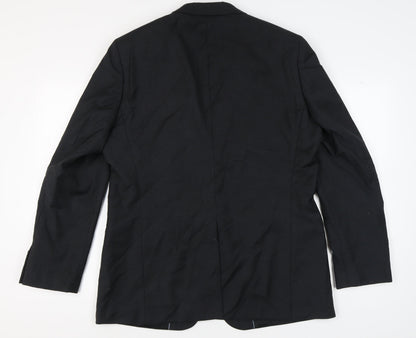 Esprit Men's Black Blazer 44R Regular Wool Jacket