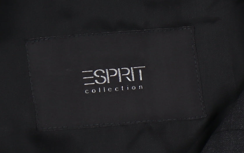 Esprit Men's Black Blazer 44R Regular Wool Jacket
