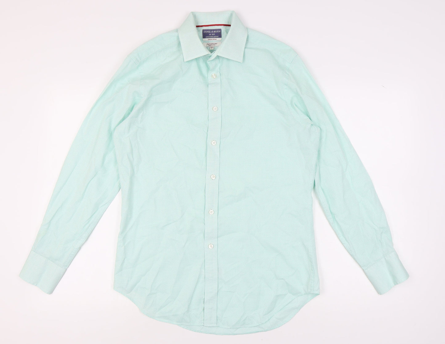Stovel & Mason Men's Green Cotton Long Sleeve Shirt 15.5