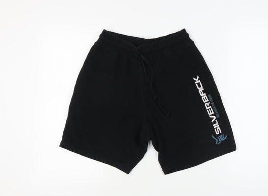Silverback Men's Black Biker Shorts, Size S, Athletic Fit