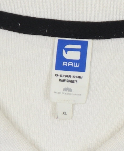 G-Star RAW Men's White Polo Shirt XL - Logo Accent