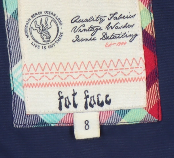 Fat Face Women's Blue Fur Trim Hooded Puffer Waistcoat Size 8