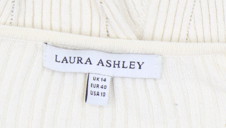Womens UK Size 14 Laura Ashley Ivory Cardigan Jumper