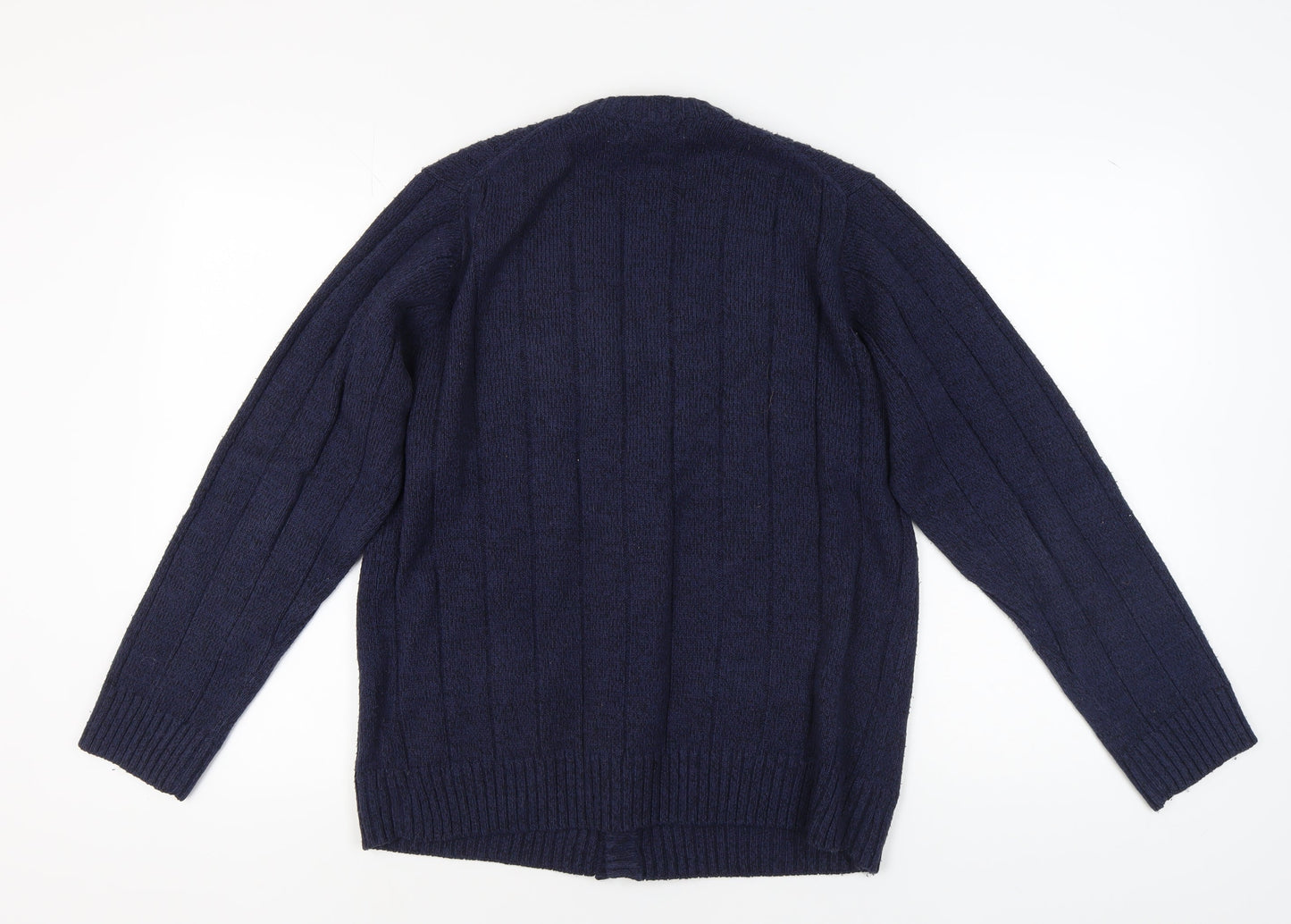 EWM Men's Blue Cable-Knit Cardigan, M