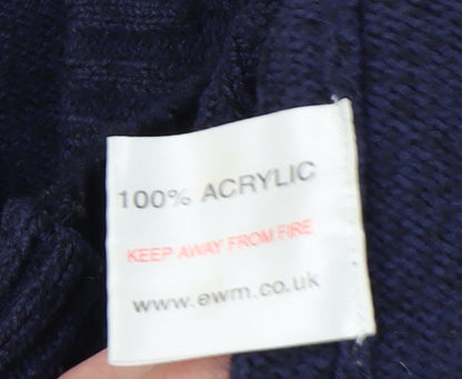 EWM Men's Blue Cable-Knit Cardigan, M