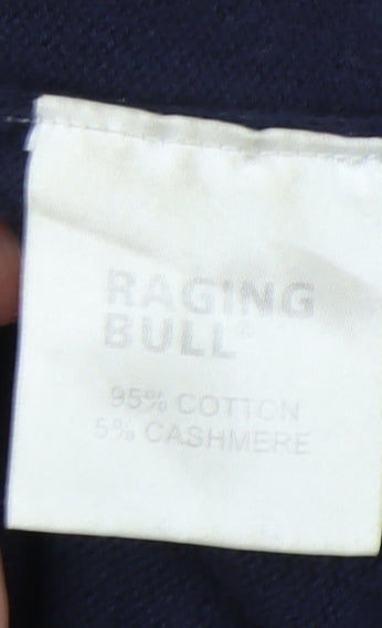 Raging Bull Men's Blue XL Cotton Cashmere Pullover Jumper