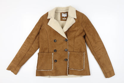 FatFace Women's Brown Suede Pea Coat Size 8