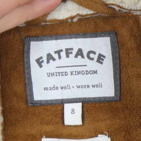 FatFace Women's Brown Suede Pea Coat Size 8