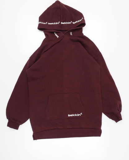 bekkin Boys Red Pullover Hoodie, Size 12-13, Casual Winter Comfort