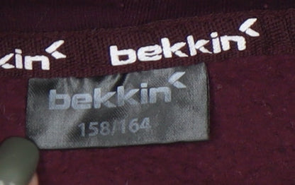 bekkin Boys Red Pullover Hoodie, Size 12-13, Casual Winter Comfort