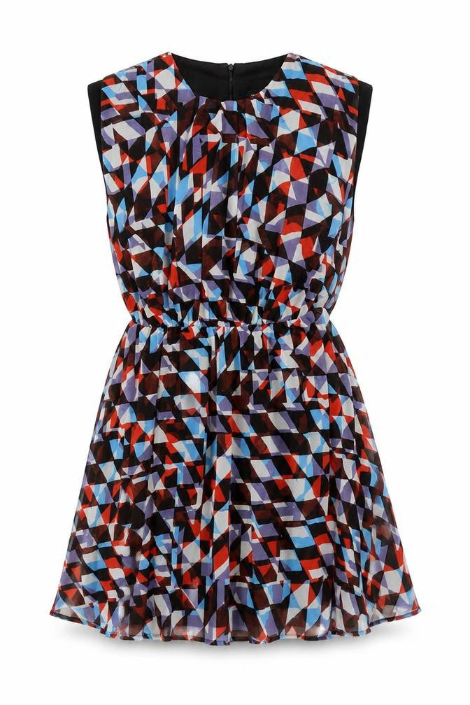 Karen Millen Women Multicoloured Geometric Dress Size 12