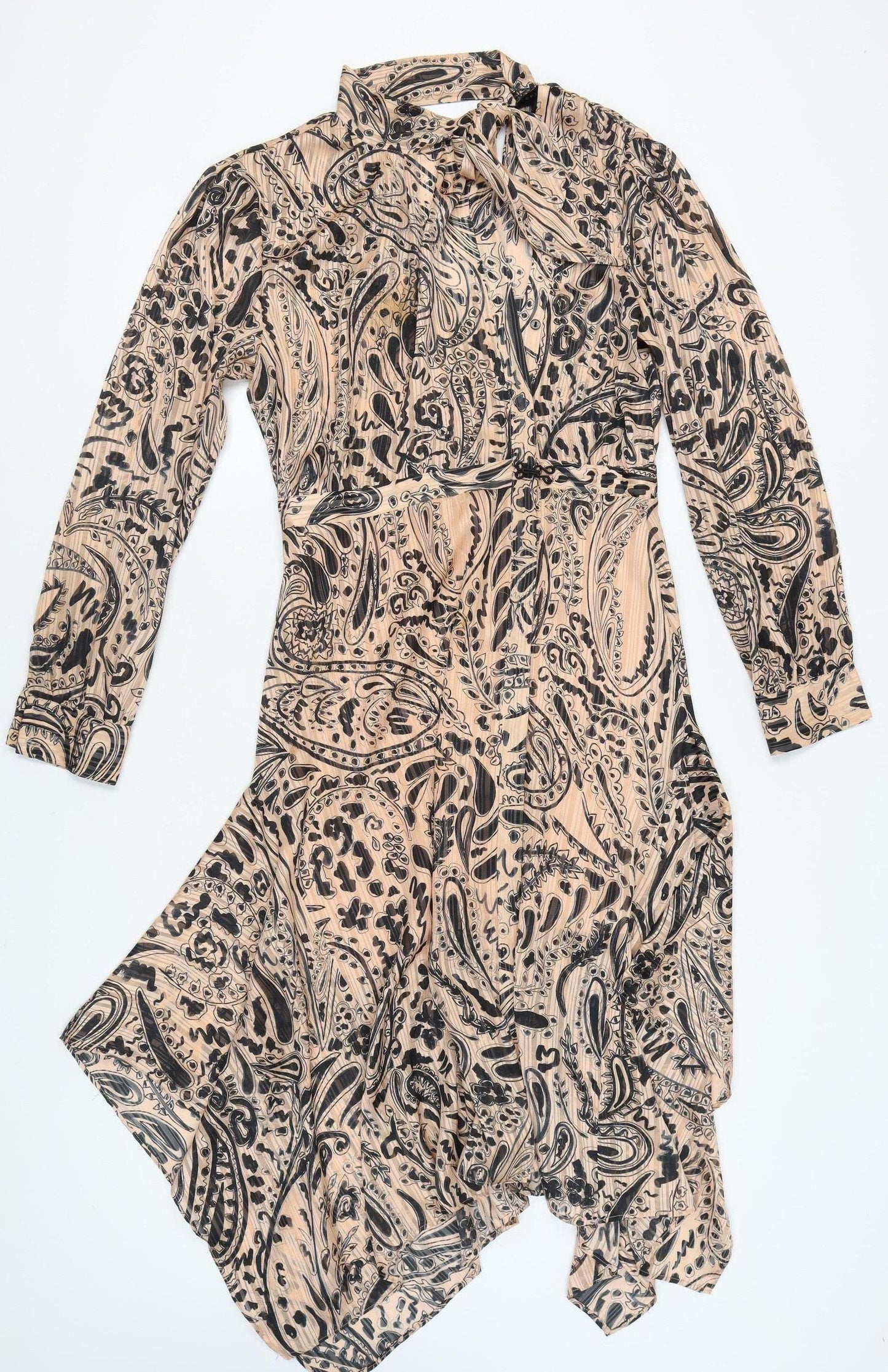Topshop Womens Long Sleeve Paisley Dress