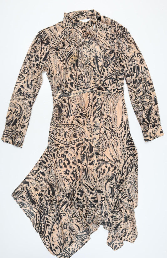 Topshop Womens Long Sleeve Paisley Dress