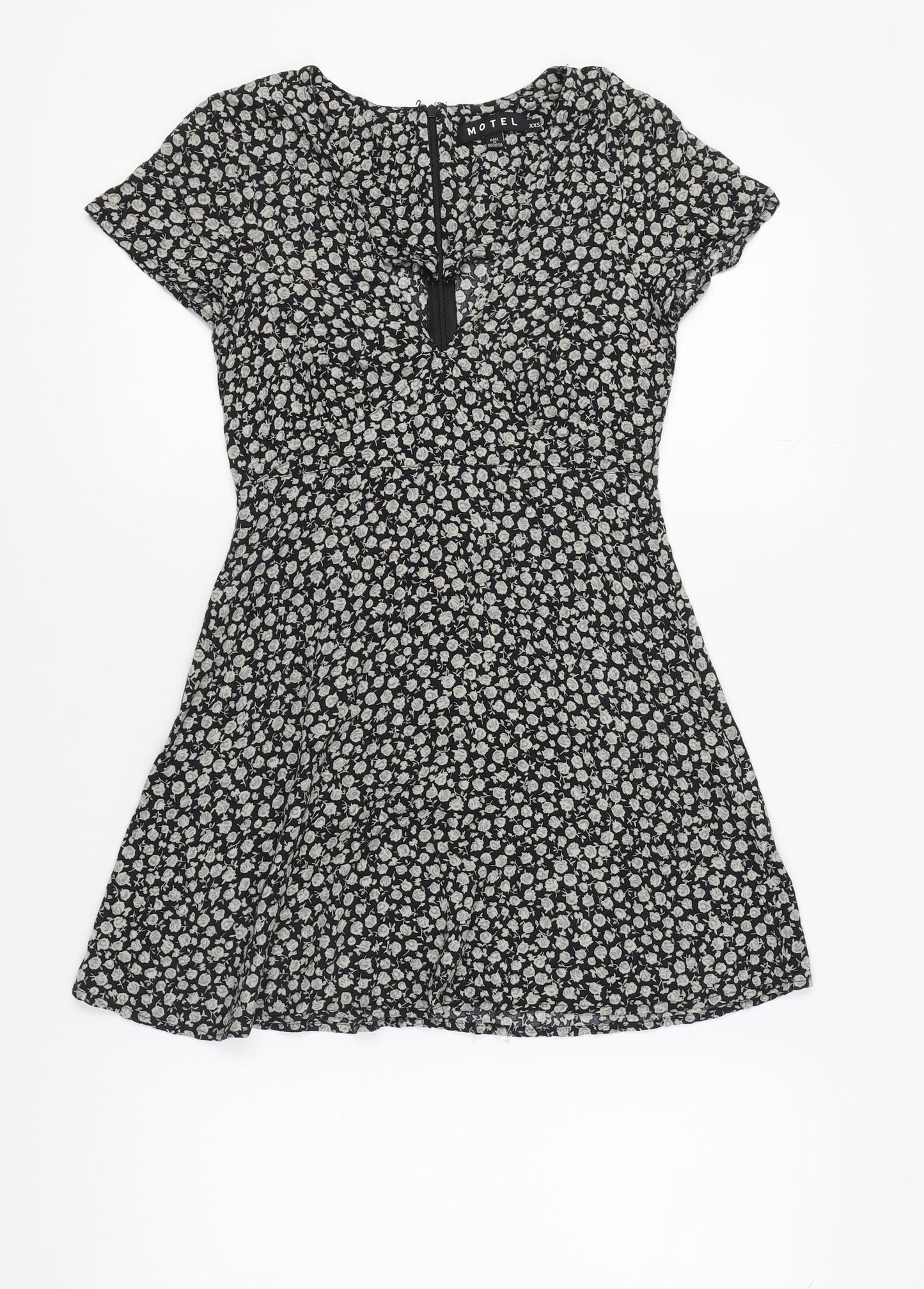 Motel Women's Black Floral Mini Dress XS