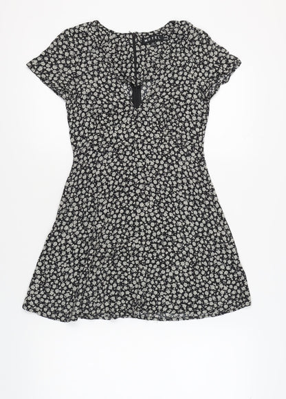 Motel Women's Black Floral Mini Dress XS