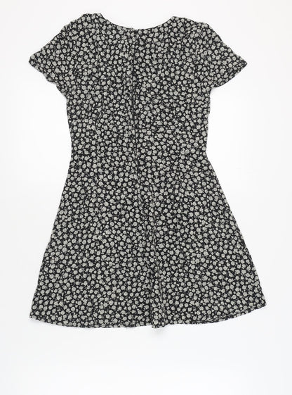 Motel Women's Black Floral Mini Dress XS