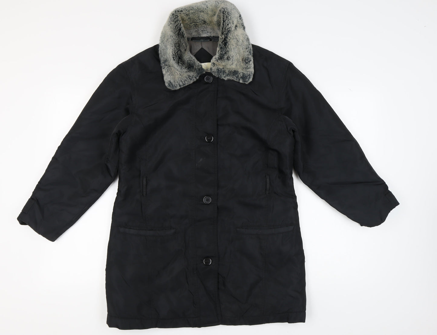 Womens UK Size 12 Dorothy Perkins Black Overcoat