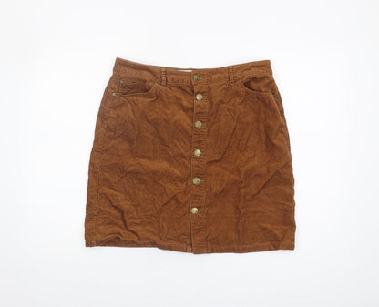 Marks and Spencer Corduroy Skirt, Brown, Size 14
