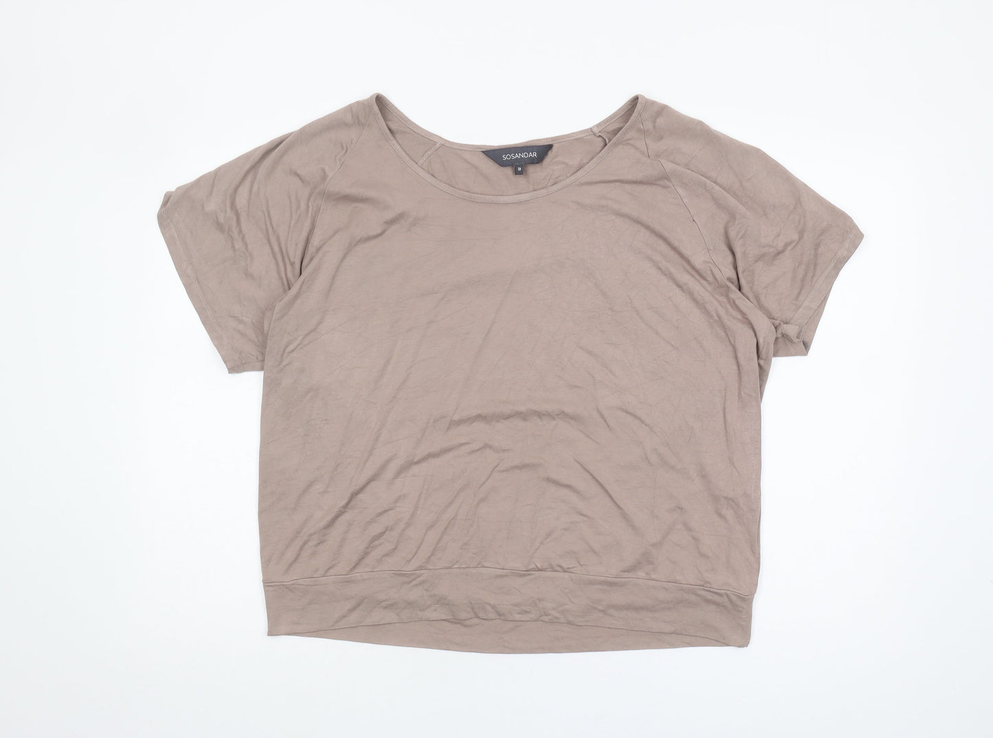 Womens UK Size 18 Sosandar Beige Basic T-Shirt