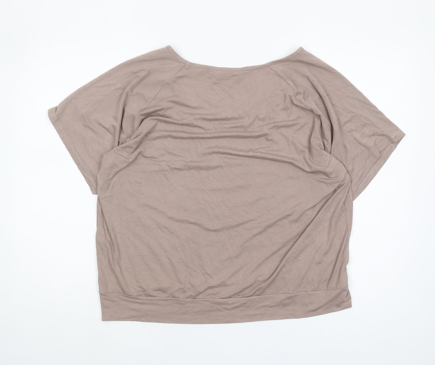 Womens UK Size 18 Sosandar Beige Basic T-Shirt