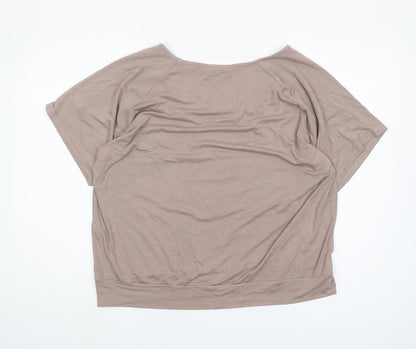 Womens UK Size 18 Sosandar Beige Basic T-Shirt